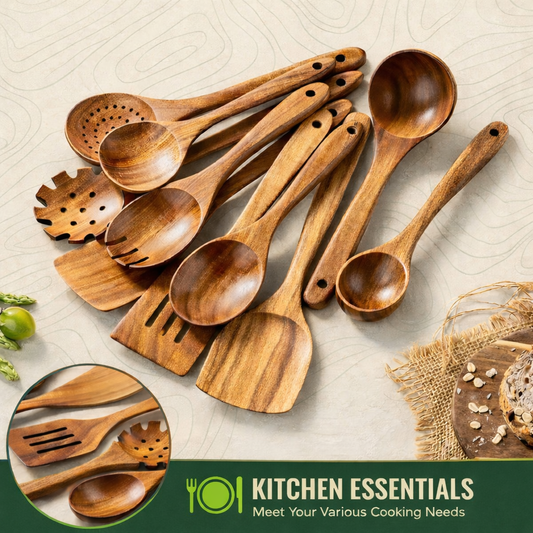 Natural Wood Kitchen Utensil Set